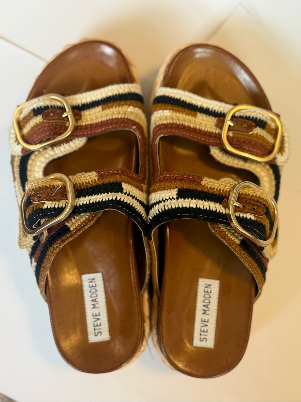 Steve Madden Klare Crochet Flatform Sandals Size 10 New Never Worn